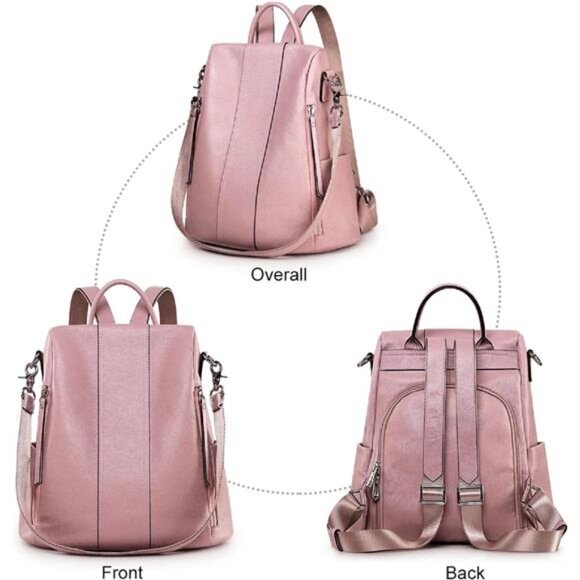 Leather Backpack Purses for Women Antitheft Soft Rucksack Ladies Shoulder - Picture 6 of 7